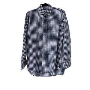 Peter Millar Cotton Blue and White Gingham Button Down Shirt M